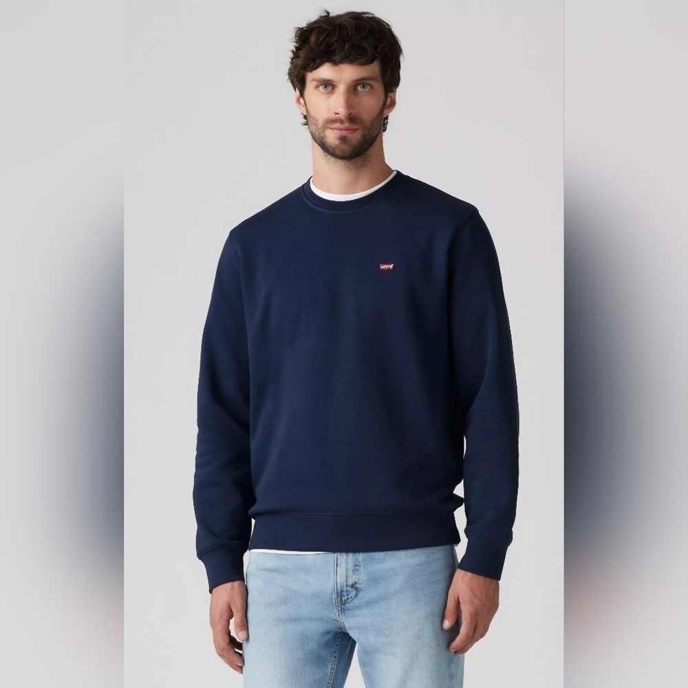 Levi's Unisex Blue Crewneck Cotton Blend Sweatshirt Size Large - Picture 2 of 14